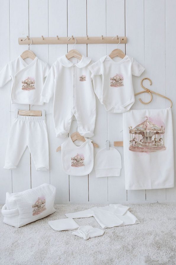 Tuğba Swan Organic 11-Piece Hospital Outfit - Royal Series - Pink Carousel
