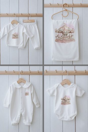Tuğba Swan Organic 11-Piece Hospital Outfit - Royal Series - Pink Carousel