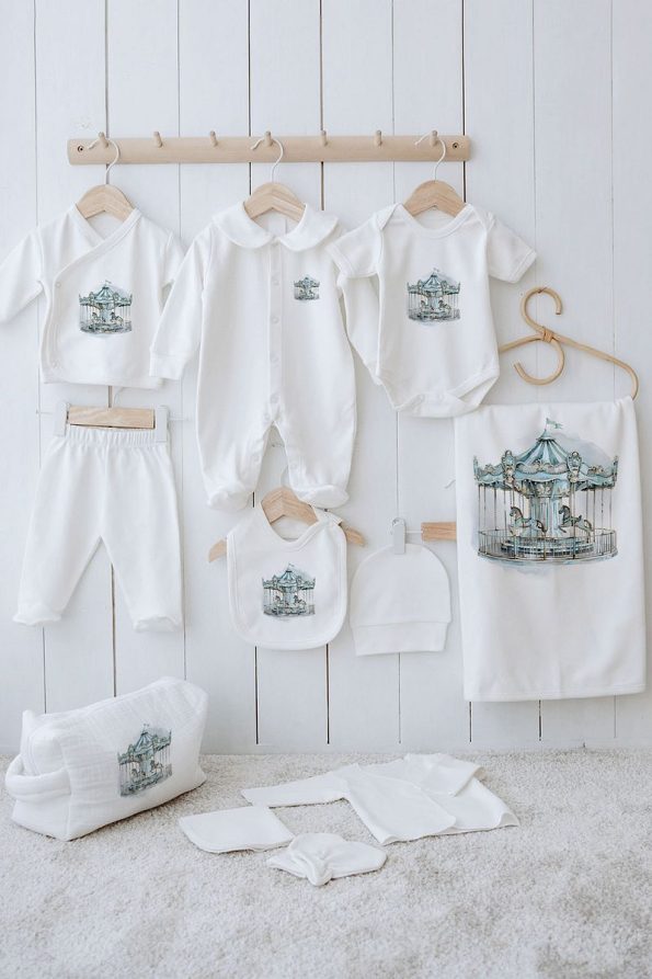 Tuğba Swan Organic 11-Piece Hospital Set - Royal Series - Blue Carousel