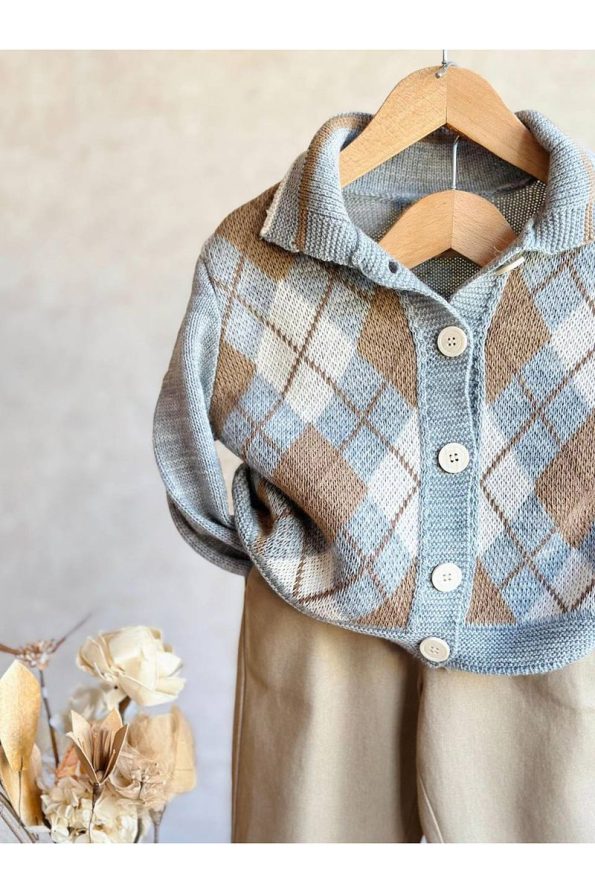 Bebegci Cardigan and Pants Knit Set for Boys