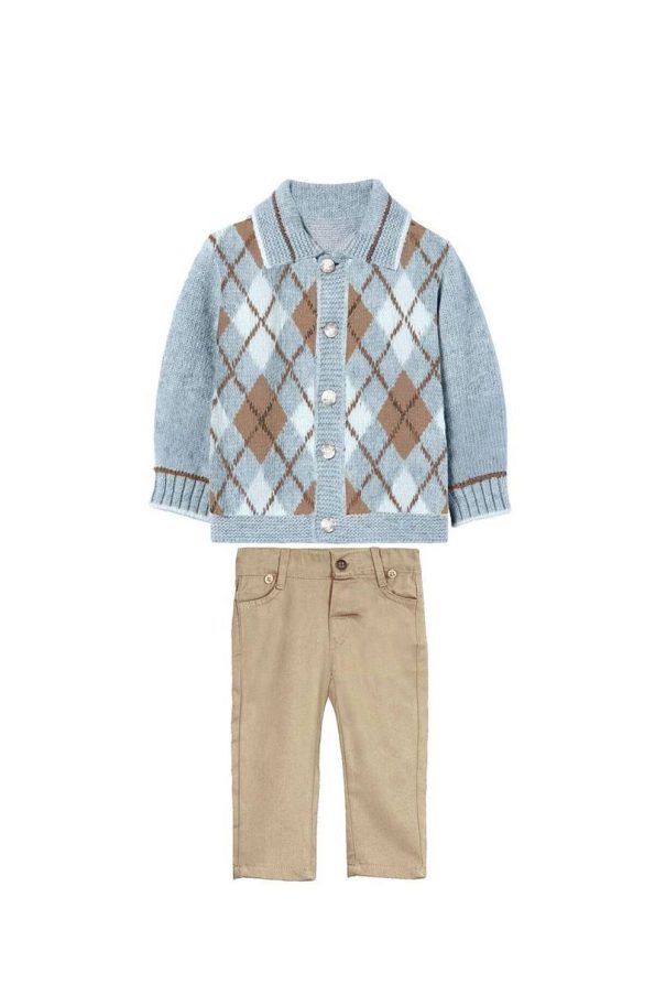 Bebegci Cardigan and Pants Knit Set for Boys