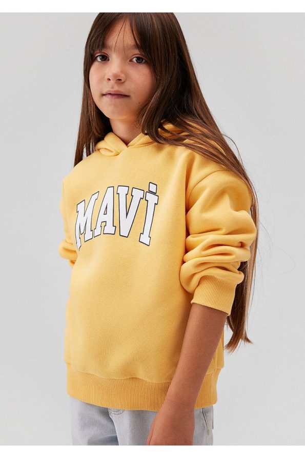 Yellow Hoodie with Mavi Logo Print