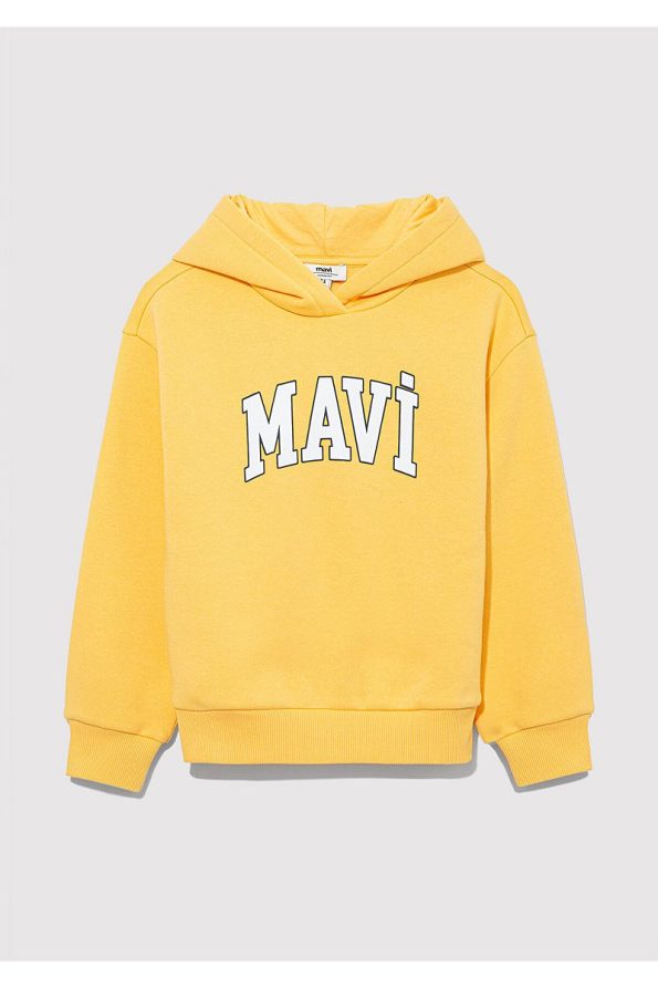 Yellow Hoodie with Mavi Logo Print