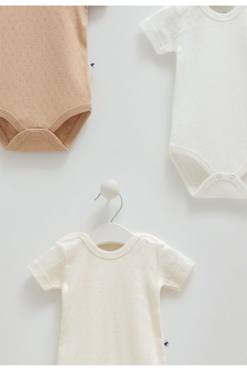 Caramell 100% Cotton 3-Piece Short Sleeve Bodysuit Set for Baby Boys
