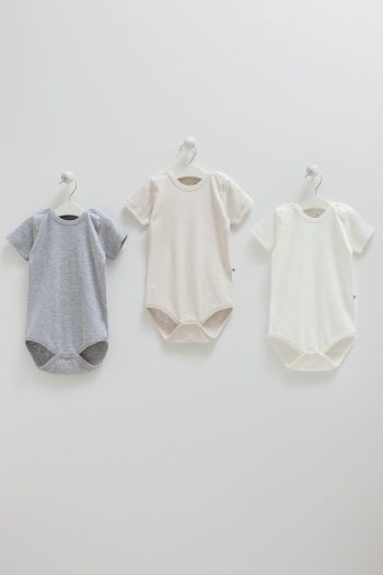 Caramell 100% Cotton 3-Pack Short Sleeve Bodysuit Set for Boys