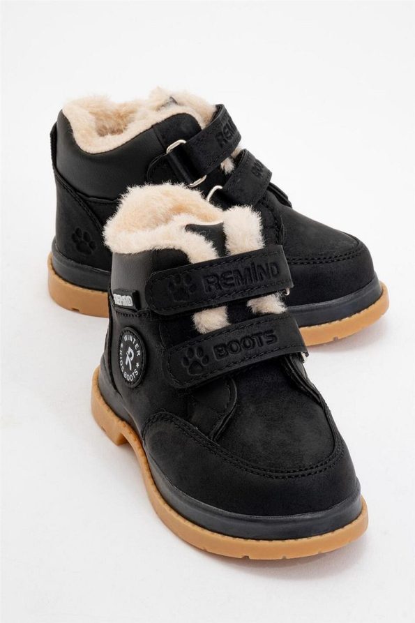 Liger Winter Baby Boots with Fur Lining Black