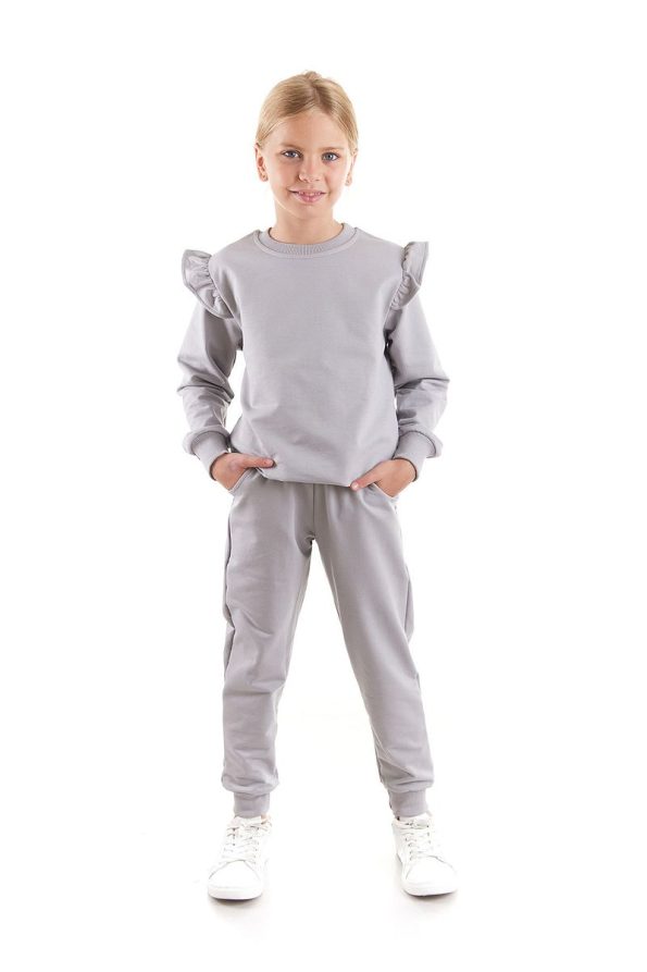 AHENGİM Kids Girls Ruffle Detail Trendy Tracksuit Set