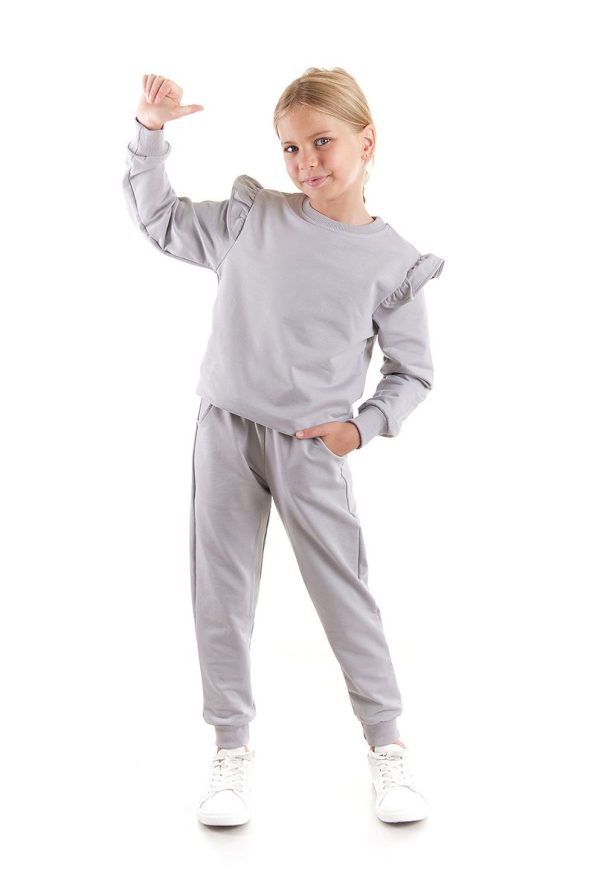 AHENGİM Kids Girls Ruffle Detail Trendy Tracksuit Set