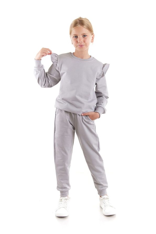 AHENGİM Kids Girls Ruffle Detail Trendy Tracksuit Set