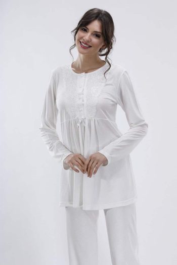 Riverine Ecru Maternity and Nursing Pajama Set - XL