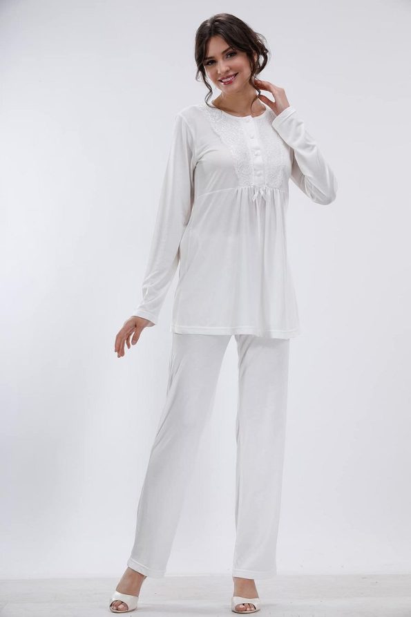 Riverine Ecru Maternity and Nursing Pajama Set - XL