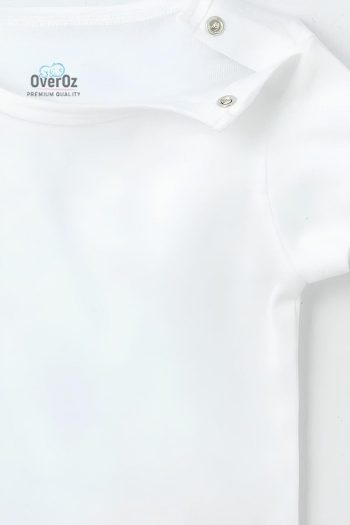 Overoz Organic 100% Cotton Basic White Short Sleeve Baby Bodysuit Set