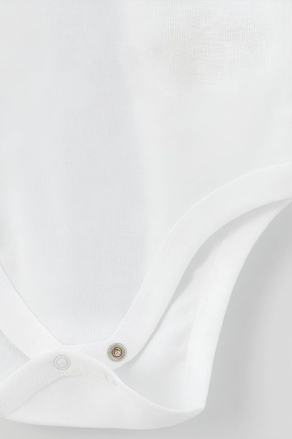 Overoz Organic 100% Cotton Basic White Short Sleeve Baby Bodysuit Set