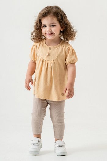 Bombe Baby Kids Camel Cotton Legging Set