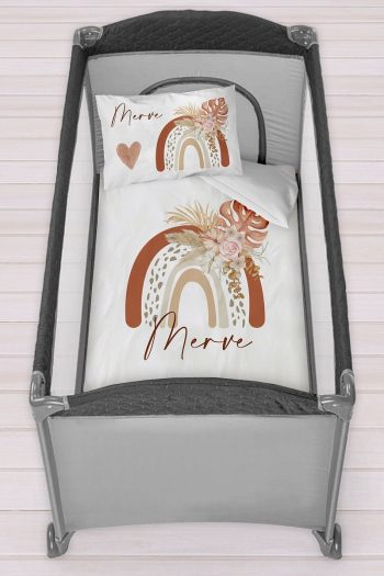 Homamia Personalized 75x120 Park Crib Bed Linen Set