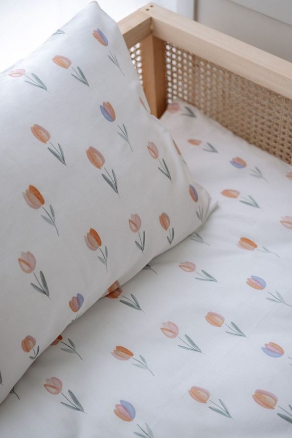 NOU Colorful Laleli Organic Montessori Duvet Cover Set (100x200) - Spring Tulip