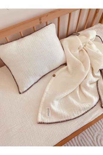 GLOYDEN Baby Muslin Crib Bedding Set Cream 100 X 150