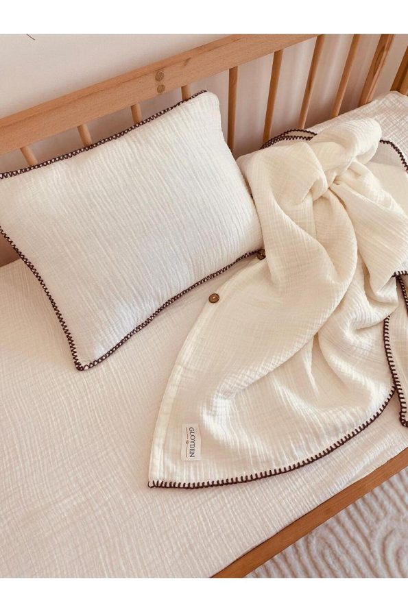 GLOYDEN Baby Muslin Crib Bedding Set Cream 100 X 150