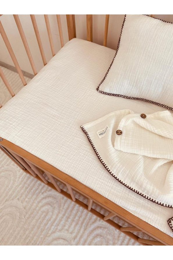 GLOYDEN Baby Muslin Crib Bedding Set Cream 100 X 150