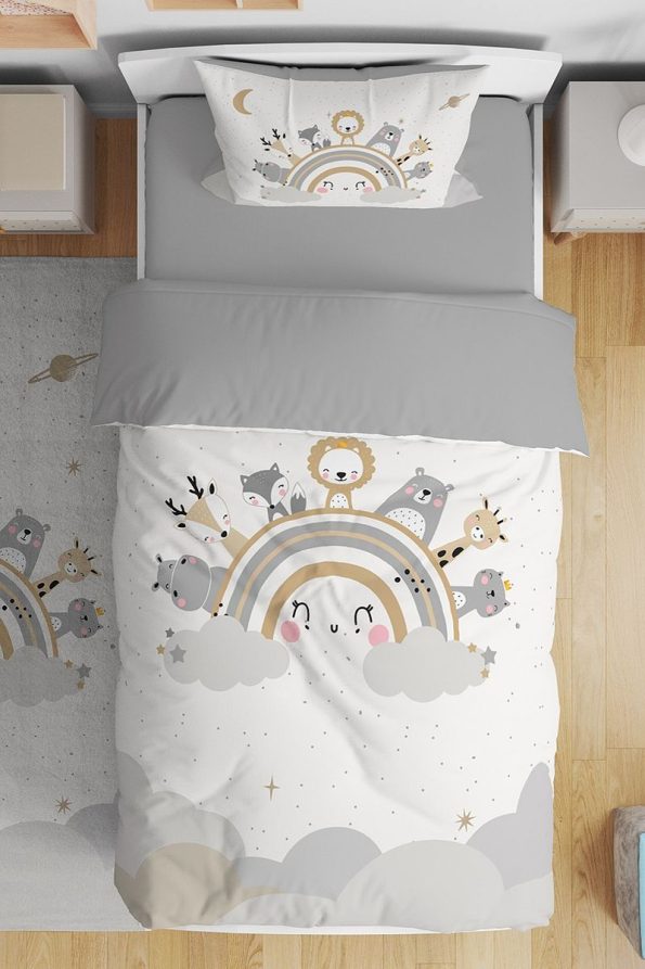 Evpanya Happy Rainbow Safari Themed Single Bed Bedding Set