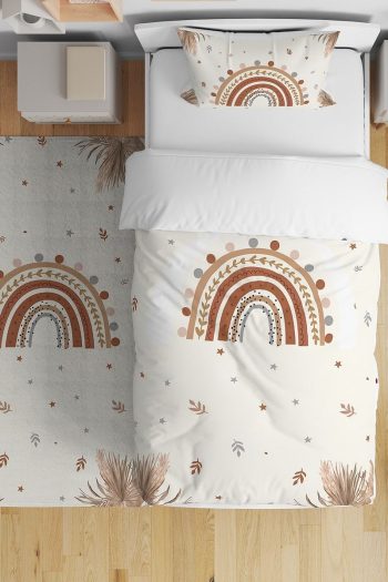 Evpanya Botanical Rainbow Pattern Single Bed Duvet Cover Set for Kids
