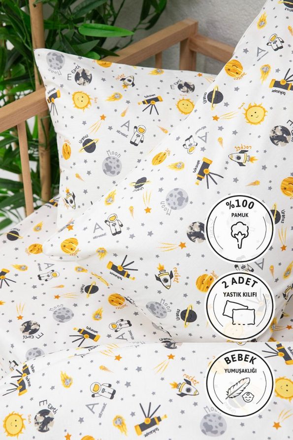 FAVORA Baby 100% Cotton Astronaut Baby Bedding Set - Anthracite
