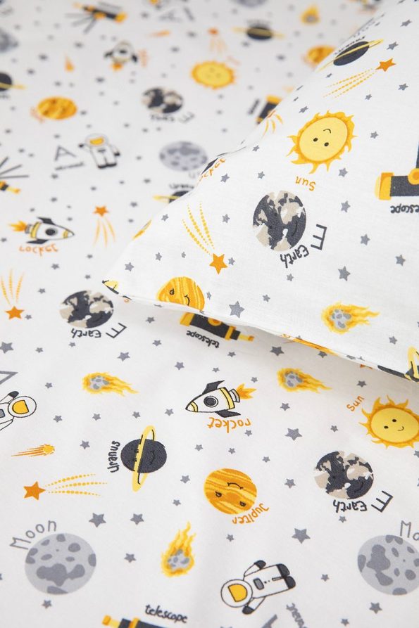 FAVORA Baby 100% Cotton Astronaut Baby Bedding Set - Anthracite
