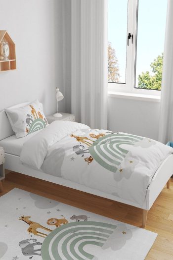 Evpanya Pastel Rainbow Safari Pattern Single Bed Bedding Set