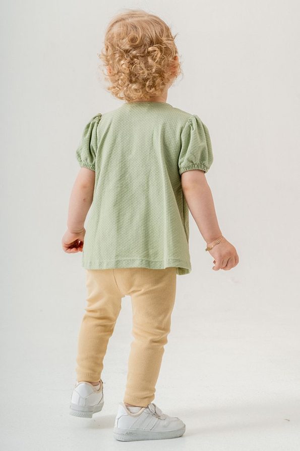 Trendy Green Cotton Leggings Set for Babies and Kids