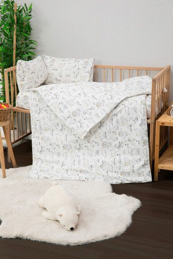 FAVORA Baby 100% Cotton Happy Baby Bedding Set - White