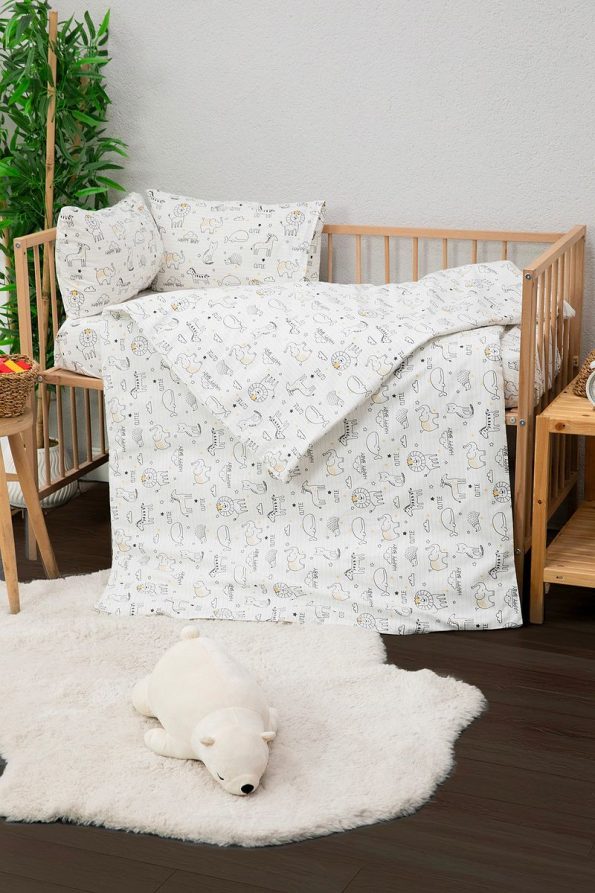 FAVORA Baby 100% Cotton Happy Baby Bedding Set - White