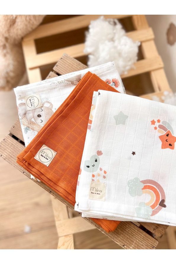 MILNA BABY&KIDS Multi-Purpose 3-Piece Muslin Baby Blanket Set