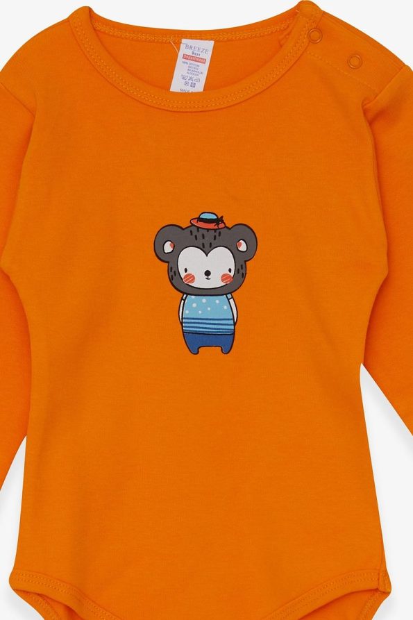 Breeze Baby Boys' Bear Print Snap Bodysuit 9 Months - 3 Years, Orange