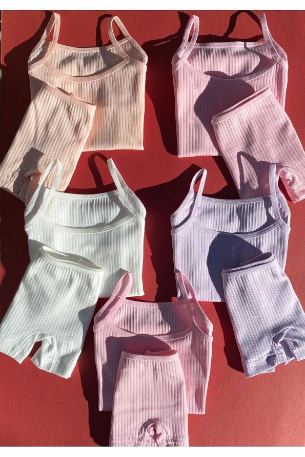 VicTroy Girls' Cotton Stretch Tank Top and Panty Set