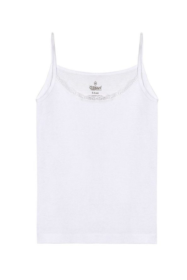 ÖZKAN Cotton Girls' Tank Tops with Lace Straps - 5 Pack