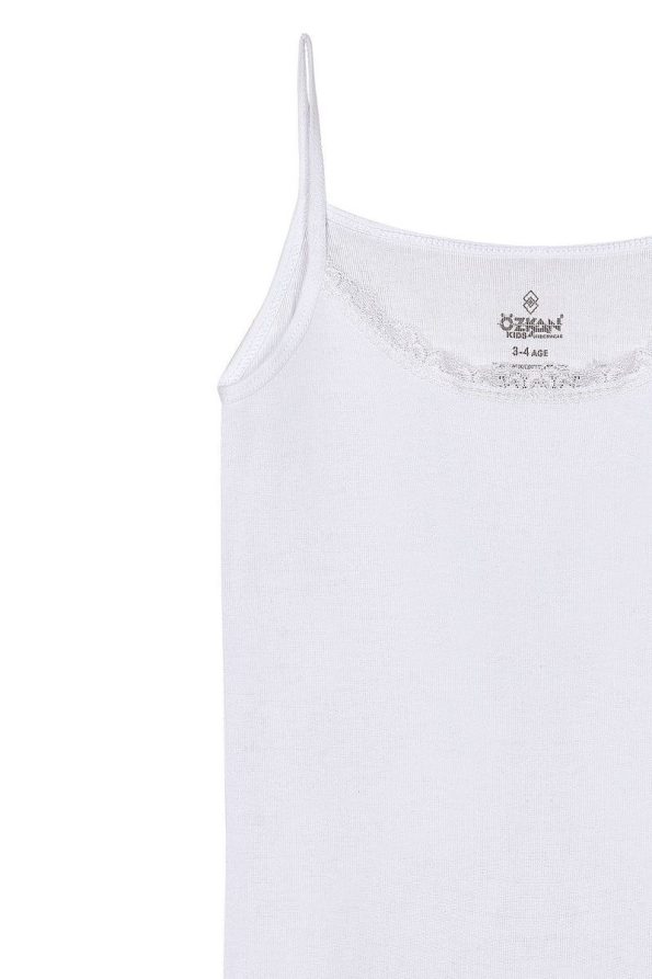 ÖZKAN Cotton Girls' Tank Tops with Lace Straps - 5 Pack