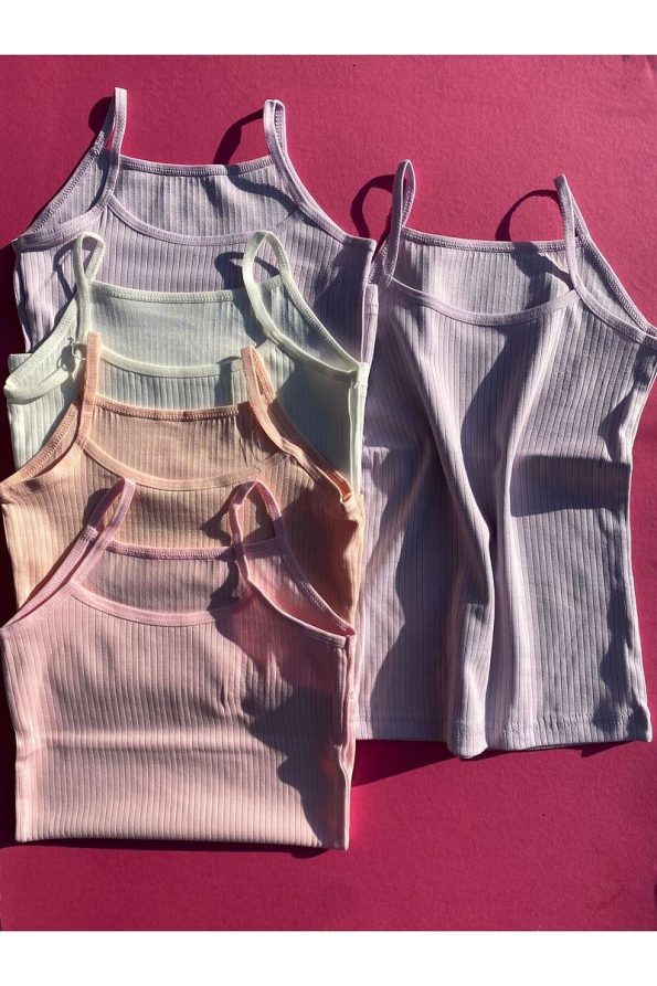 VicTroy Girls' Ribbed Cotton Stretch Tank Top and Panty Set