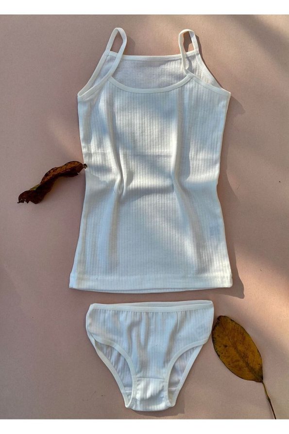 VicTroy Girls' Ribbed Cotton Stretch Tank Top and Panty Set