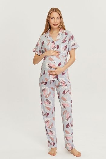 LIKAPA Front Button Maternity Short Sleeve Pajama Set