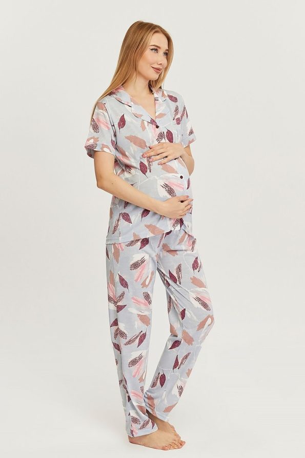 LIKAPA Front Button Maternity Short Sleeve Pajama Set