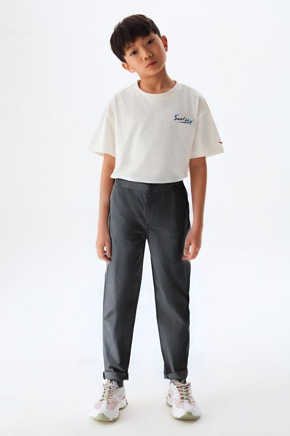 Boys Grey Stretch School Pants