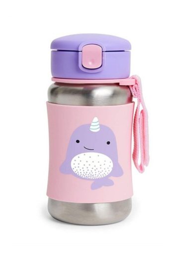 Skip Hop Zoo Narwhal Stainless Steel Water Bottle with Straw