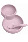 Saro Silicone Twin Plate, Bowl, and Spoon Set Pink