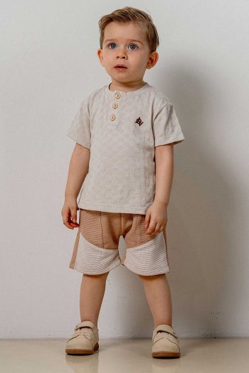 Trendy Gray Cotton Shorts Set for Babies and Kids