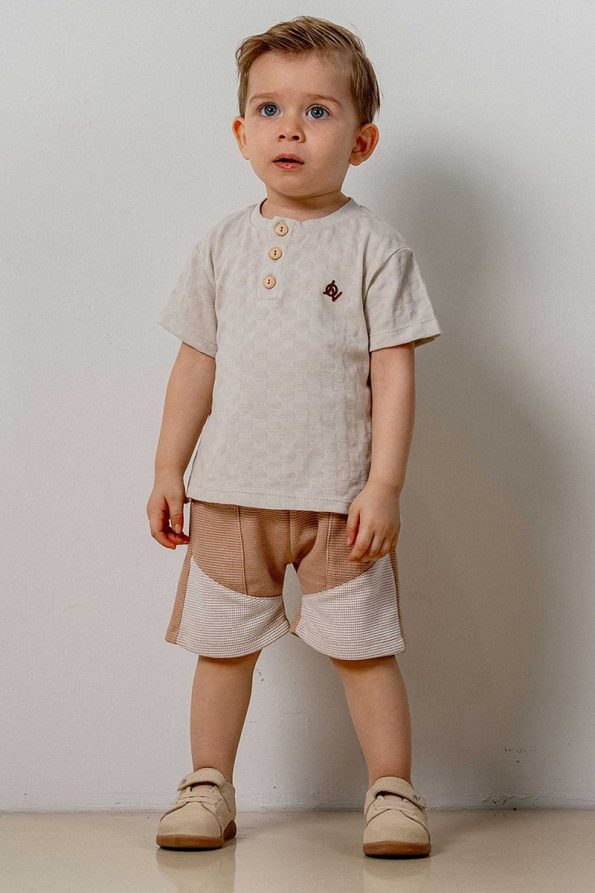 Trendy Gray Cotton Shorts Set for Babies and Kids