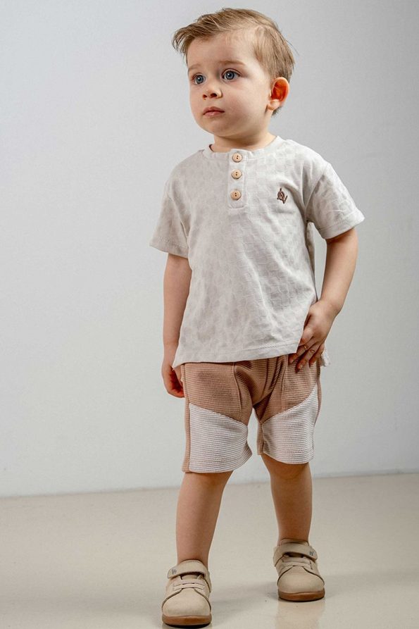 Trendy Gray Cotton Shorts Set for Babies and Kids