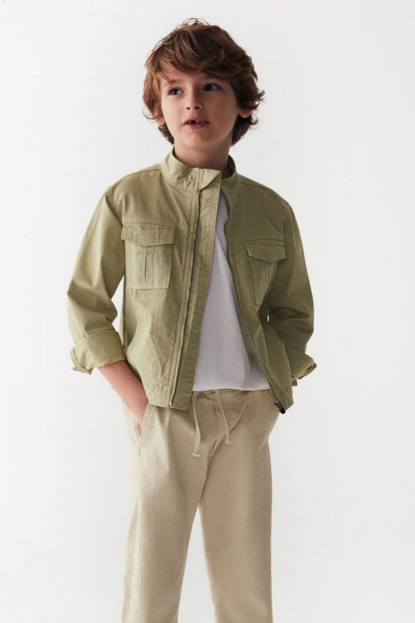 Nk Kids Boys 4-8 Years Seasonal Jacket with Stand Collar Green