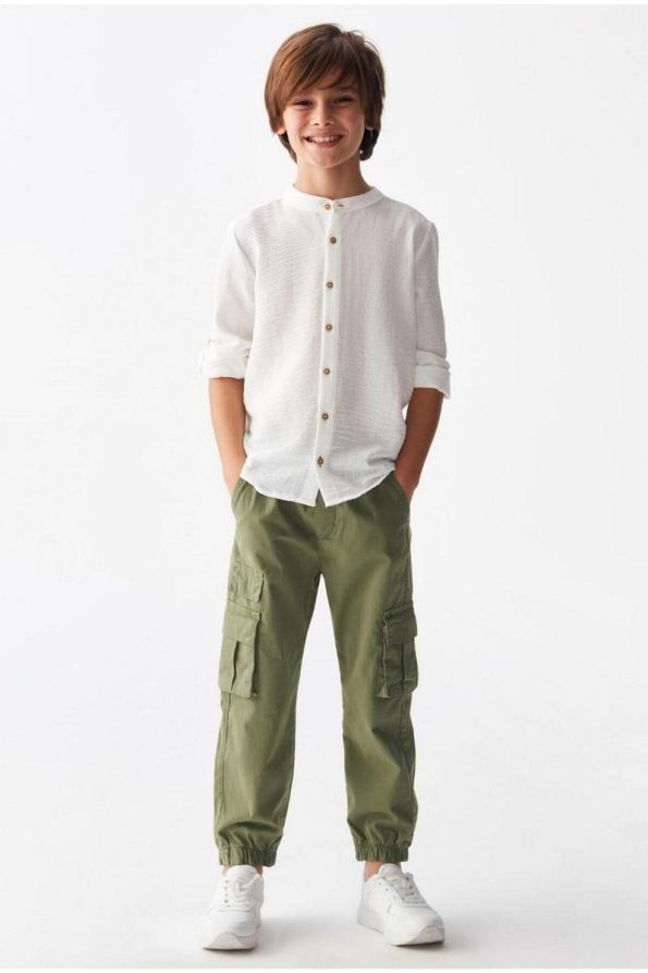 NK KIDS Linen Shirt & Cotton Trousers with Pleated Pockets