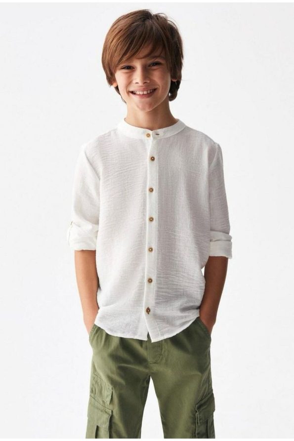 NK KIDS Linen Shirt & Cotton Trousers with Pleated Pockets