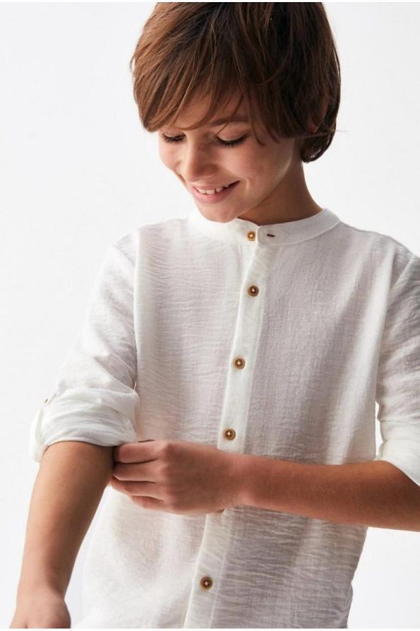 NK KIDS Linen Shirt & Cotton Trousers with Pleated Pockets